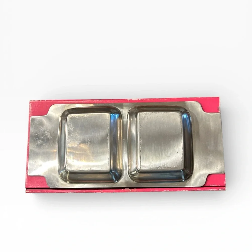 Vintage International Decorator Stainless Steel Divided Serving Tray